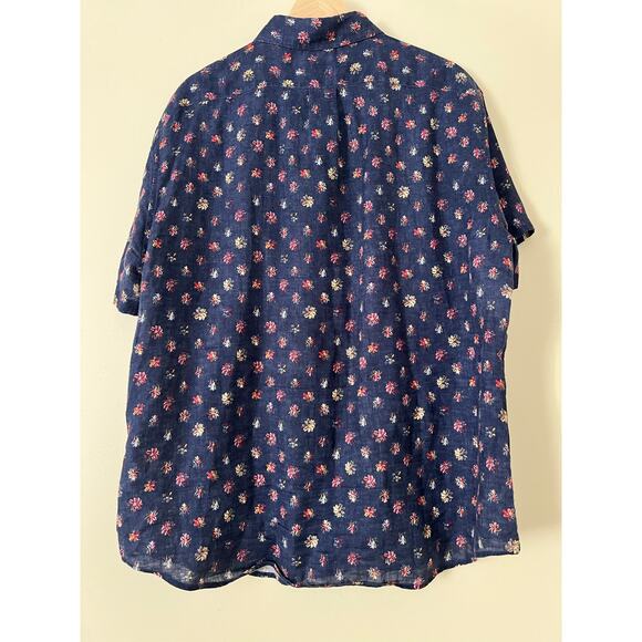 J.Crew Short Sleeve Albini Italian Linen Men's Printed Button-Up Shirt Floral XL - Picture 3 of 4